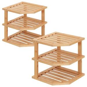 lot 17386 image: VERTORGAN 3 Tier Bamboo Corner Shelf(2 Pack),Plate Organizer,Dish Drying Rack,Kitchen Spice Rack for Countertop and Cabinet
