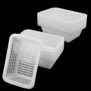 lot 17388 image: SHEUTSAN 20 Pack 9 x 6 x 2.7 Inch Small Plastic Storage Baskets, White Plastic Bin Basket Organizer Tray for Office, Kitchen