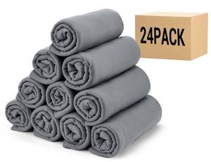 lot 17389 image: CULVE 24 Pack Fleece Throw Blanket 50x60 - Soft Lightweight Blankets in Bulk for Wedding, Gifts Pet Home Bed Sofa Couch Office Travel(Gray)