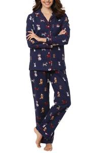 lot 19139 image: PajamaGram Womens Flannel Pajamas - Womens Dog Pajamas, Navy, LG (USED)
