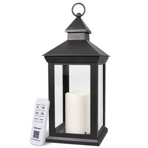lot 19140 image: Bright Zeal 2-Pack 14 Candle Lanterns Outdoor Waterproof Decorative Lights with Timer Remote -Cool White Vintage Lantern Outdoor Decor