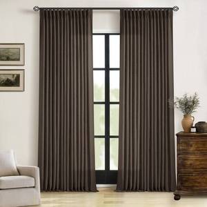 lot 19146 image: Dark Chocolate Pinch Pleated Linen Curtains 96 Inches Long 2 Panels for Living Room Bedroom Memory Training Brown Semi Sheer Pleat Drapes with Hooks Rings Light Filtering Window Curtain 40x96