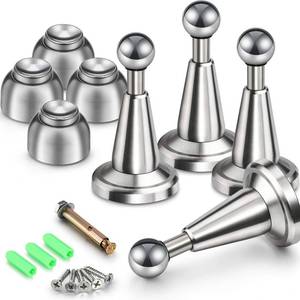 lot 19147 image: Blulu 4 Pack Magnetic Door Stopper Soft-Catch Stainless Steel Magnetic Door Catch Heavy Duty Wall Mounted & Floor Mounted Doorstops Holder for Keeping Open, Silver
