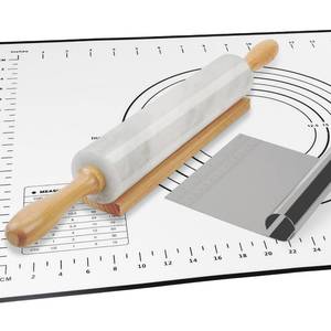 lot 19149 image: Koville African Natural Marble Rolling Pin, Non-Stick Polished Dough Roller, Pasta, Dumpling, Fondant, Pie Crust, Bread, Pizza Dough, Kitchen Baking Pastry Tools with MatScraper��Namib Fantasy��