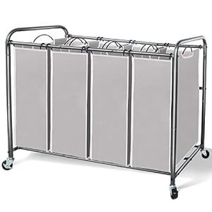 lot 19153 image: STORAGE MANIAC Laundry Sorter 4 Section, Laundry Hamper with Wheels, Laundry Basket Sorter, Laundry Separator Hamper, Laundry Divider Hamper, 4 Bag Laundry Hamper with Wheels and Removable Bags, Gray (B07X4GRMTH)