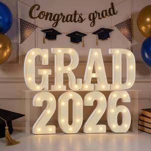 lot 19157 image: imprsv Graduation Party Decorations with GRAD 2026 Marquee Letters Numbers, 8Pcs Grad 2026 Light Up Letters, LED Alphabet Number for Graduation Table Decor
