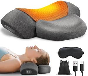 lot 19158 image: Upalled Cordless Heated Neck Massager Pillow for Pain Relief Deep Tissue, 3-in-1 Rechargeable Neck Cervical Traction Device with Heat, Massage, Electric Stretch, Ergonomic Shoulder Relaxer,Grey