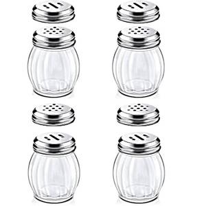 lot 19162 image: Glass Spice Shaker Set with Stainless Steel Top, 6 Ounces, 4-Piece, Salt and Pepper Dispensers (4)