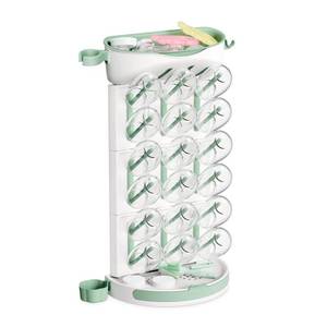 lot 19176 image: Momcozy Baby Bottle Drying Rack for 18 Bottles, Space Saving Countertop Vertical Rack for Baby Accessories & Pump Parts, Detachable Travel Drying Rack with Brush Holder