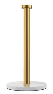 lot 19181 image: Gold Paper Towel Holder, Standing Paper Towel Holder with Weighted Marble Base for Kitchen Bathroom, Countertop Marble Paper Towel Roll Holder for Standard or Jumbo-Sized