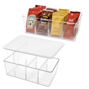 lot 19196 image: 2 Pack Sauce Packet Organizer, Storage Box for Ketchup Packets, Hot Sauce Packets, and Condiment Packets, Made of Clear Plastic, Suitable for Kitchen Storage, Refrigerator Storage, One Lid Included