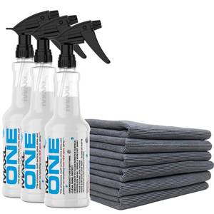 lot 19200 image: MAXLONE  Car Spray with Triphene� Technology, Quick Spray & Wipe All Purpose Waterless Detailer Clean, Shine, Protect Paint, Glass, Wheels, Trim Without Pre-Washing (3, 20oz w 6 Micro Fiber Cloth) (One Bottle Partially Used)
