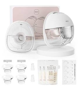 lot 19217 image: NCVI Breast Pump Hands Free, Wearable Breastfeeding Pump with Strong Suction, 1400mAh Long Battery, 4 Modes & 9 Levels, Discreet Ultra-Quiet Portable Wireless Pump, 192124mm Flange Inserts, 2 Pack