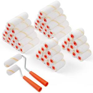 lot 19230 image: HANJKINZ 50 Pack Microfiber Paint Roller, 2 Inch and 4 Inch Small Paint Roller Covers, 38 Inch Nap, Mini Paint Rollers for House Painting with Paint Roller Frame, Wall Painting Tool