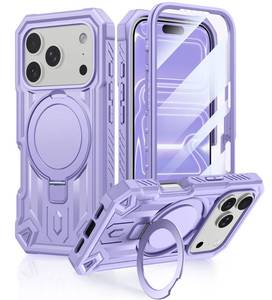 lot 20001 image: FNTCASE for iPhone 17 Pro-Max Case Magnetic Phone Cases with Ring Kickstand Built-in Screen Protector Heavy Duty Military Grade Protection Drop Proof Rugged Hard TPU Phone Cover Purple