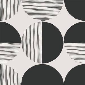 lot 20003 image: VEELIKE Abstract Circle Geometric Peel and Stick Wallpaper Modern Black Mid Century Wallpaper for Bedroom 17.7x118 Self Adhesive Geometric Wall Paper Removable Contact Paper for Cabinets Walls