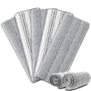 lot 20006 image: HiBaby Flat Mop Pads, 5 Pack 13 X 4.9 Flat Mop Microfiber Mop HeadRefillPad, Washable Squeeze Cleaning Mop Pads Replacement Heads - White and Grey��