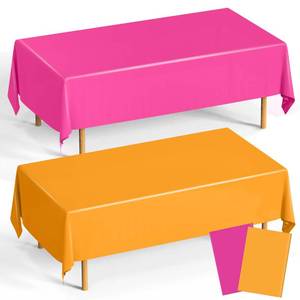 lot 20015 image: Lounsweer 2 Pcs Pink and Orange Plastic Tablecloth 54 x 108 Inch Tequila Color Rectangle Tablecloth Waterproof Party Table Cover for Tequila Sunrise Theme Party Birthday Decoration Supplies