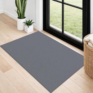 lot 20016 image: Lansny 2x3 Washable Area Rug Small Braided Cotton Entryway Rug with Non Slip Backing Kitchen Rugs Indoor Door Mat for Entrance Bathroom Foyer, Grey