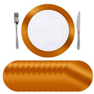 lot 20019 image: SHACOS 50Pcs Round Paper Placemats,13 Disposable Place Mats for Dining Table, Charger Plates Table Mat for Christmas Dinner Party Wedding Birthday Banquet Table Setting Decor, Retro Orange