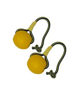 lot 20023 image: Heavelove 2 Pack Ball with Rope Dog Toy,Fling Dura Foam Toy,Dog Water Float Ball Rraining Boall on Rope (2 Pieces 7cm2.8)