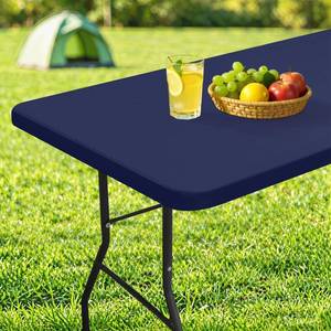 lot 20024 image: homing Rectangle Table Cloth Cover, Waterproof Polyester Elastic Fitted Tablecloth, Fits for 4 Foot Folding Tables, Washable Table Protector for Picnic, Camping, 4th of July (Navy Blue, 24 x 48)