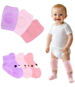 lot 20026 image: Baby Knee Pads for Crawling and Baby Socks for Walking (6 Pairs, 6-12 12-18 Months) I Toddler Socks with Grippers and Crawling Anti-Slip Knee Pads Infant Boys Girls Rodilleras para Bebes que Gatean