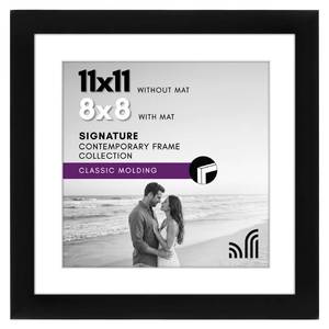 lot 20031 image: Americanflat 11x11 Picture Frame with Shatter-Resistant Glass - Use as 8x8 Frame with Mat or Display 11x11 Photo Without Mat - Signature Collection - Square Frames for Wall Display - Black
