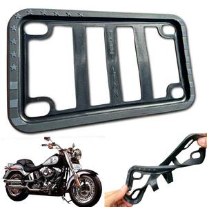 lot 20039 image: TACTILIAN American Flag Motorcycle License Plate Frame (Black) Rattleproof Silicone Subdued 3D Stars and Stripes US Flag Gloss on Matte Cover, Bike, Harley Motorcycle License Plate Holder Cover
