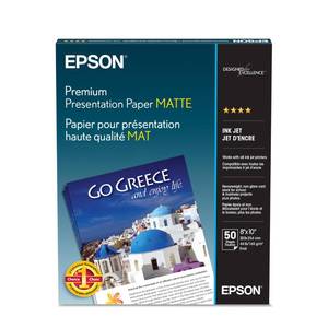 lot 20040 image: Epson Premium Presentation Paper MATTE (8x10 Inches, 50 Sheets) (S041467),Bright White