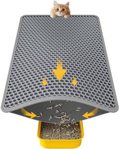lot 20083 image: Cat Litter Mat - 23.2 x 14.6 Small Litter Trapping Mat, Easy to Clean Litter Box Mat, Waterproof, Urine-Proof, Non-Slip, Cat Toilet Training Systems Accessories, Grey