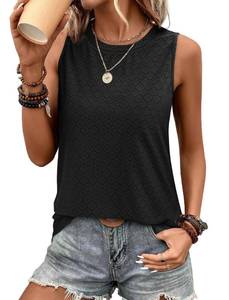 lot 20096 image: Summer Tops for Women 2026 Fashion Loose Fit Tank Tops Work Eyelet Shirts Business Casual Outfits Athletic XL Black