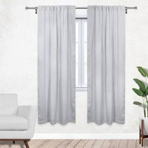 lot 1126 image: Two pack of dirty white curtains approximately 84 in x 52 in