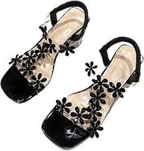 lot 2153 image: Ladies black high heels size 43 clear heel