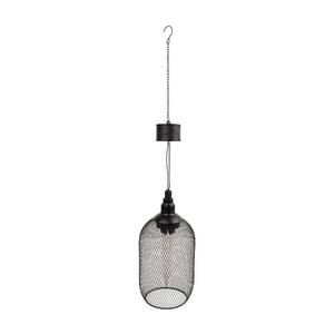 lot 1171 image: Alpine Corporation 12in Tall Hanging Solar Powered Outdoor Mesh Lantern with LED Lights, Black