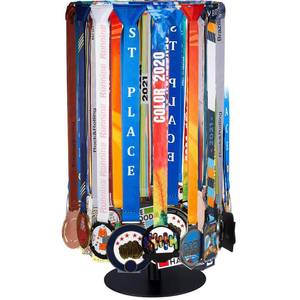 lot 1172 image: Shimeyao Medal Hanger Display Honor Display Rotatable Award Holder Rotating Metals Rack Adjustable Award Holder Stand for Basketball Running Sports Race(Black,45 Medals)