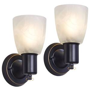 lot 1205 image: Wall Sconces Set of 2, Matte Black Vanity Lights for Bathroom, Modern Wall Light Fixtures with Rotary Switch, Wall Mount Light with Frosted Glass, Farmhouse Lamp for Bedroom Mirror Living Room