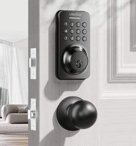 lot 1211 image: Ulecoce Keyless Entry Door Lock with Knob Set, Door Locks for Front Door with Handle Set, Auto Lock, One-Touch Lock, 100 Codes  3 Keys, Anti-Peeping Password, Easy Installation, Black