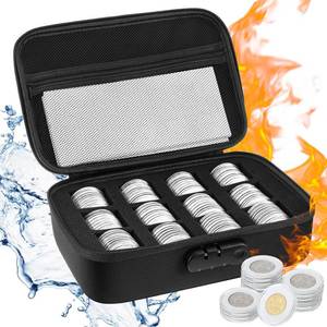 lot 1217 image: Affrolling Fireproof and Waterproof Coin Storage Box 96 Pcs 46 mm Coin Holder for Collectors Capsule Case with Lock with 196 Pcs 10 Size Gaskets for Dime Cent Nickel Quarter Silver Dollar(Black)