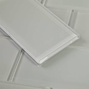 lot 1222 image: Adedeo Glass Subway Tile 3 x 6 Inch Light Gray for Kitchen Backsplash Bathroom Wall (32-Pack, 4 sq.ft.)