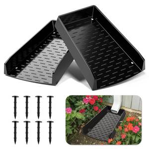 lot 1224 image: 2 Pack Splash Blocks for Gutters Downspouts, 12in Extra-Wide Rain Gutter Downspout Splash Block, One-piece Molding Design Gutter Downspout Extensions for Water Drainage, Down spout with Nails, Black