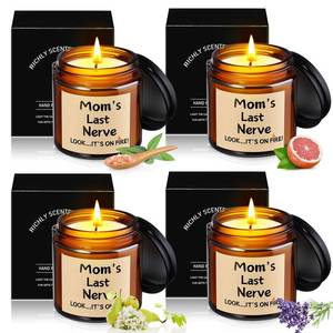 lot 2168 image: MTLEE 4 Pcs Gifts for Mom from Daughter Son, Motherfts Day Birthday Christmas Thanksgiving Gifts, 3.5 oz Momfts Last Nerve Scented Candles Cute Funny Stocking Stuffers Candle Set