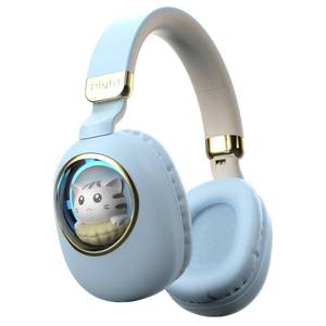 lot 2207 image: Girls Wired Headphones With Microphone - Blue Gaming Headset for Kids, School - Noise Cancelling, Over Ear, Wireless, Bluetooth Earbuds (Blue Gold)