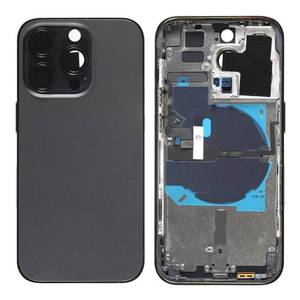 lot 2209 image: TheCoolCube Back Glass and Middle Frame Housing and Power and Volume Button and Rear Battery Cover and Wireless Charging Flex Replacement Compatible with iPhone 14 Pro 6.1 Inches (US Version) (Black)