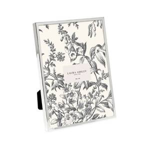 lot 2213 image: Laura Ashley 5x7 Silver Flat Metal Picture Frame (Vertical and Horizontal) wTwo-Way Easel Stand, Black Velvet Backing, Wall-Mountable, Made for Tabletop, Desk, Wall Display, Home Dcor (5x7, Silver)