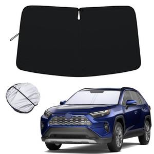 lot 2225 image: TOPINSTALL Foldable Windshield Sun Shade Compatible with 2019-2023 2024 RAV4 Interior Accessories, Silver-Upgraded Design