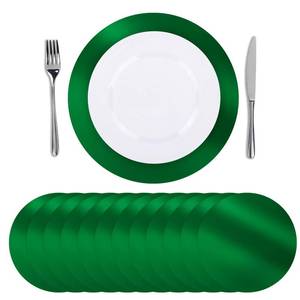 lot 2250 image: SHACOS 50Pcs Round Green Placemats, Paper Place Mats Disposable for Dining Table, Charger Plates Table Mat for Christmas Dinner Party Wedding Birthday Banquet Table Setting Decor, 13in Green