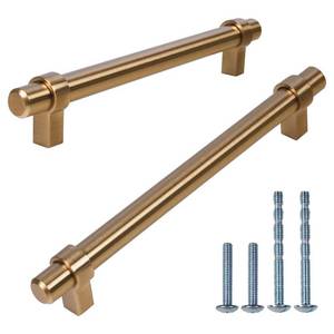 lot 3028 image: Triumph Hardware Gold Brushed Cabinet Handles,10 Pack,Brass Cabinet Pull,Drawer Handles Furniture Dresser Golden Pulls,Champagne Bronze Cabinet Pulls (7-12in Inch (192mm))