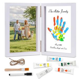 lot 3030 image: Family Handprint Kit, DIY Baby Hand and Footprint Handmade Keepsake Wooden Frame, Family Gifts with 5 Non-Toxic Baby-Safe Paint, Ideas Gift for New Parents, Grandparents, Fatherfts Day, Motherfts Day