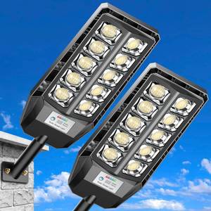 lot 3035 image: CEDIO 6000W Solar Lights Outdoor,IP67 Waterproof Solar Street Lights,Dusk to Dawn Outdoor Solar Lights with Remote for Backyard,Garage and Parking Lot 2 Pack